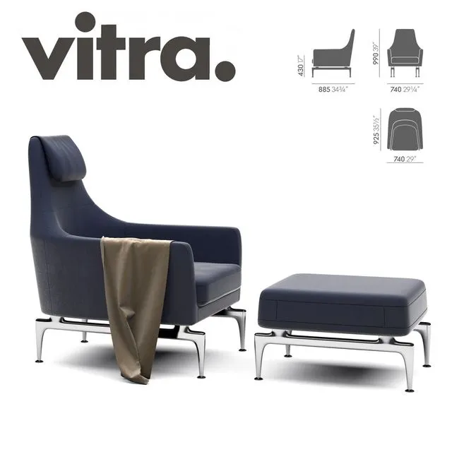 Vitra Suita Fauteuil & Ottoman 3D Model