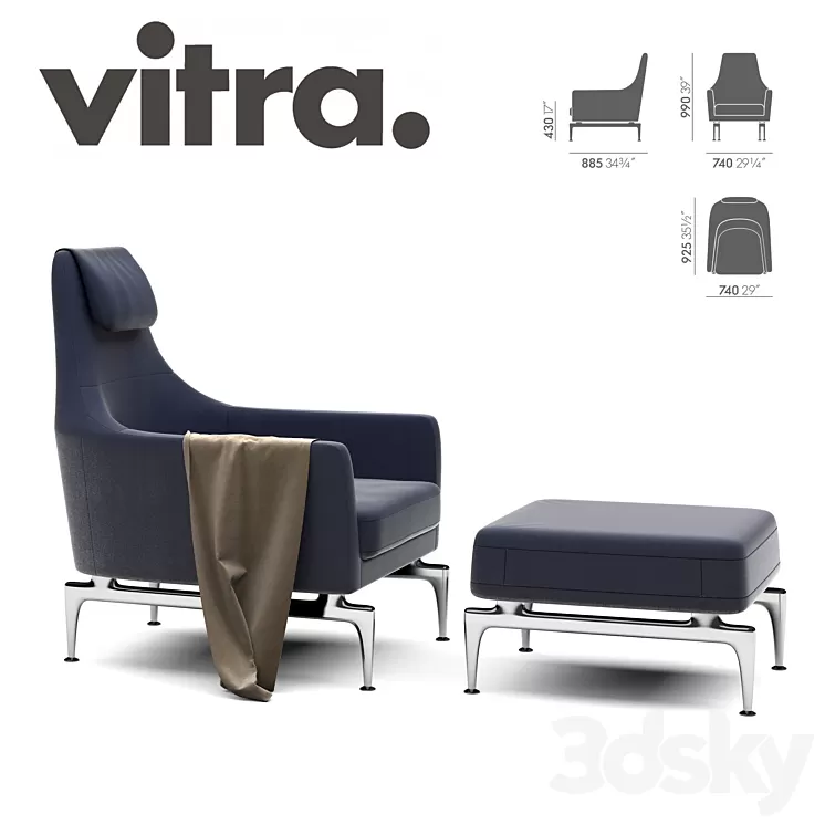 Vitra Suita Fauteuil & Ottoman 3D Model