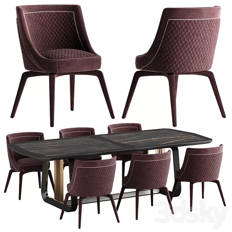 Vittoria Frigerio Perla chair Arquis table set 3D Model Free Download