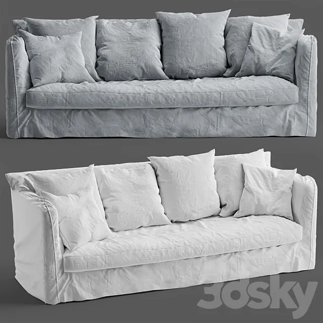 Vittoria Slip Cover 3 Seat Sofa 3D Model Vittoria Slip Cover 3 Seat Sofa 3D Model