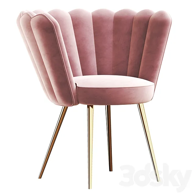 Vivian Velvet Cocktail Chair Rose 3D Model