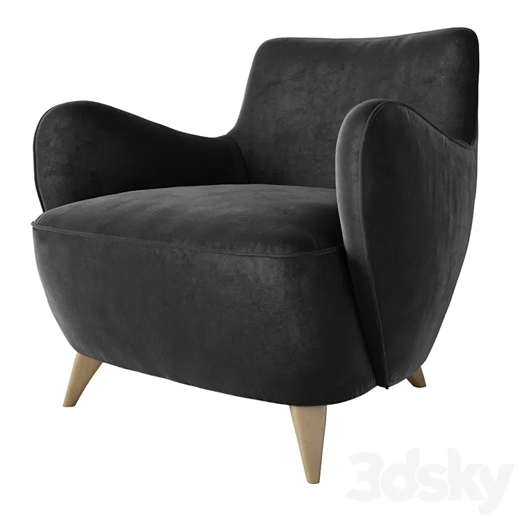 3DSKY Vladimir Kagan Barrel Chair 100A 3D Model NEW UPDATE 2024
