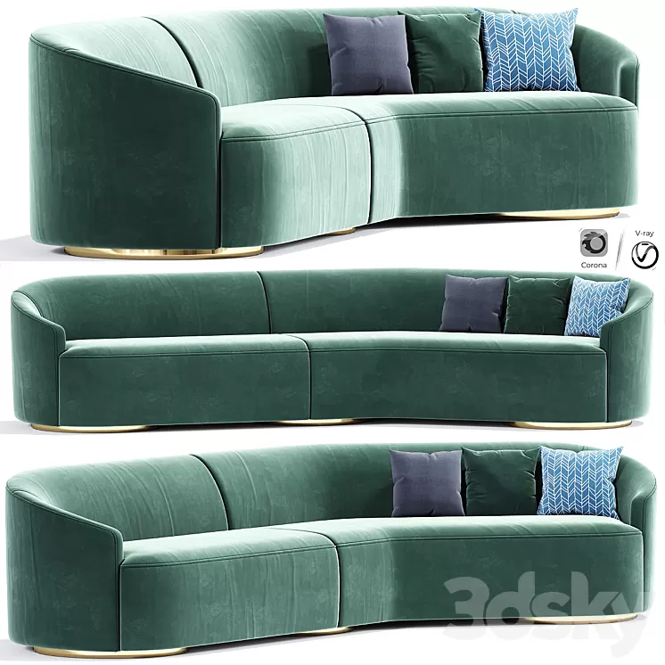 Vladimir Kagan Long Curve Sofa 3D Model