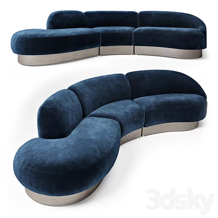 Vladimir Kagan Sectional in Deep Blue Mohair 3D Model