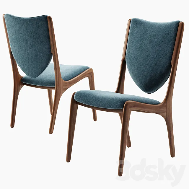 Vladimir Kagan Shield Back Dining Chair 3D Model Vladimir Kagan Shield Back Dining Chair 3D Model