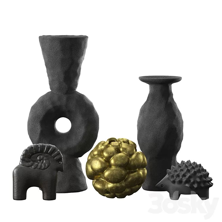 Volcanic Vases and Decorative Objects set 3D Model