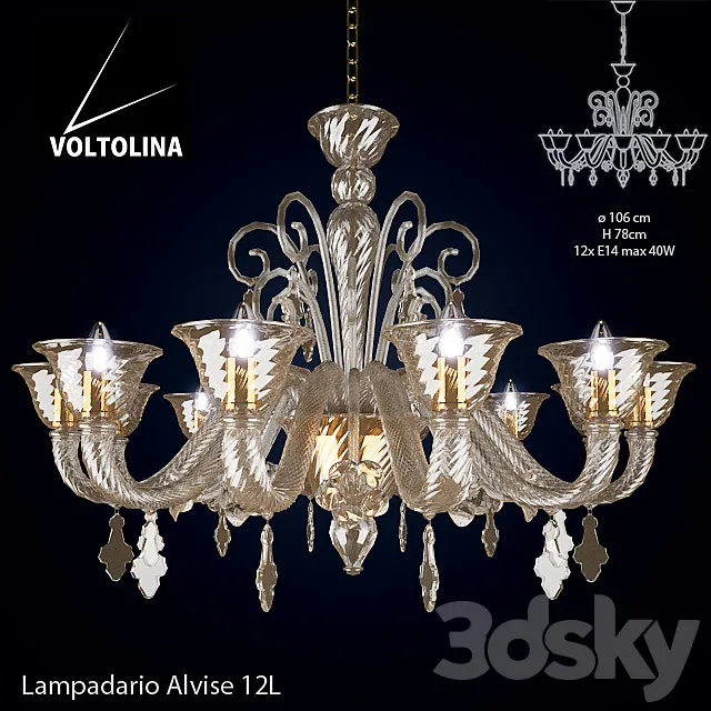 Voltolina Lampadario Alvise 12L 3D Model Voltolina Lampadario Alvise 12L 3D Model