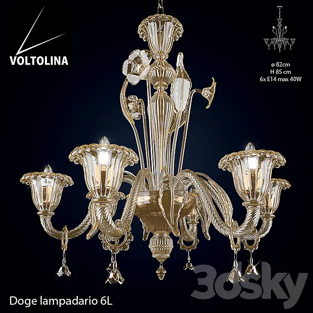 Voltolina Lampadario Doge 6L 3DModel Voltolina Lampadario Doge 6L 3DModel
