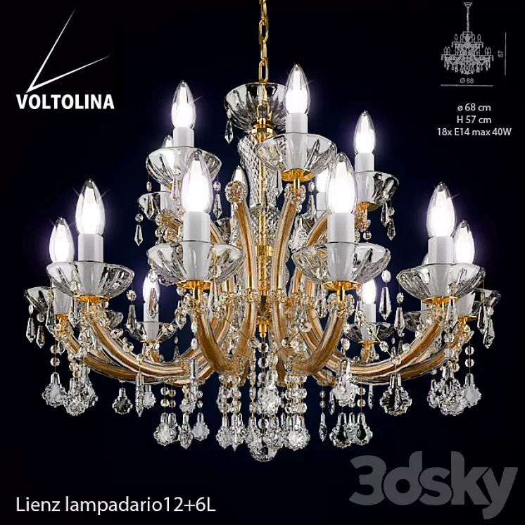 Voltolina Lampadario Lienz 12 + 6L 3D Model