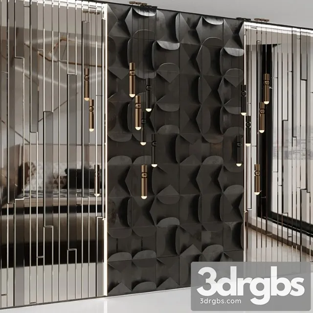 Volumetric Wall Panel Mid Century Modern Black 3D Model Download