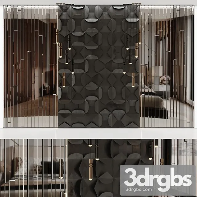 Volumetric Wall Panel Mid Century Modern Black 3D Model Download