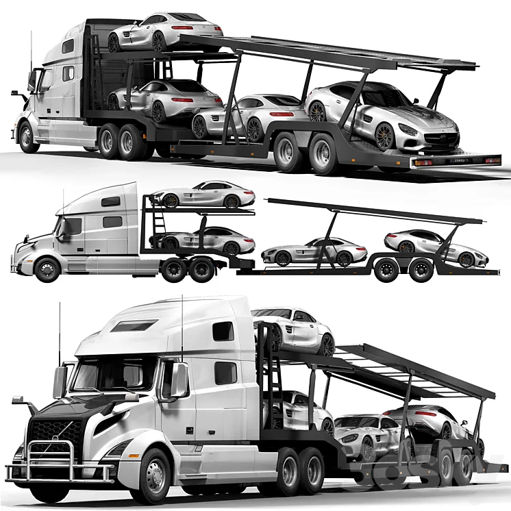 volvo vnl _ benz gt 3D Model Free Download