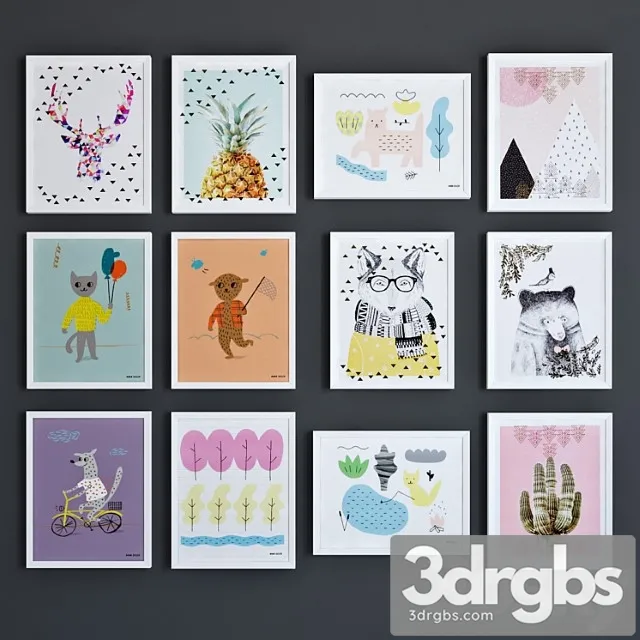 Vox paintings set for kids 3D Model Download