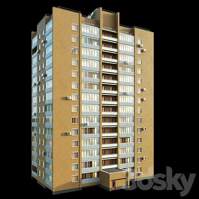 Vulykha Tower (II-67) 14 floors 3D Model