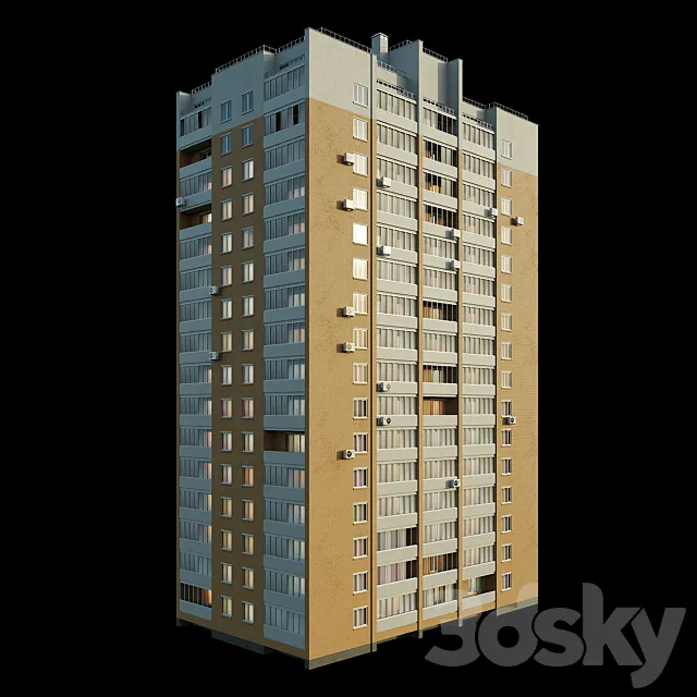 Vulykha Tower (II-67) 16 floors 3D Model