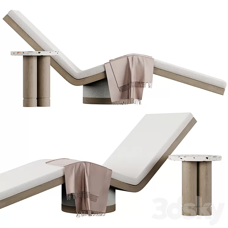 Wabi-ji-style recliner and side table 3D Model Wabi-ji-style recliner and side table 3D Model