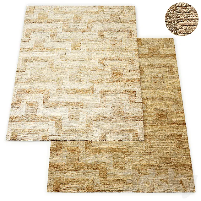 Wabi-Sabi Hand-Knotted Geo Jute Rug RH Collection 3D Model