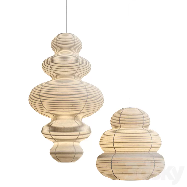 Wabi-sabi paper ceiling lights 3D Model Free Download