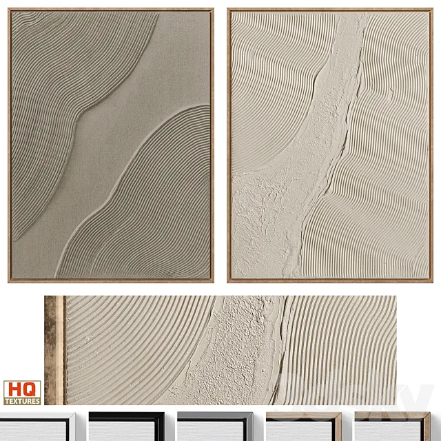 Wabi-Sabi Relief Plaster Wall Art C-906 3D Model