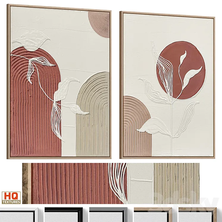 Wabi-Sabi Relief Plaster Wall Art C-916 3D Model Free Download