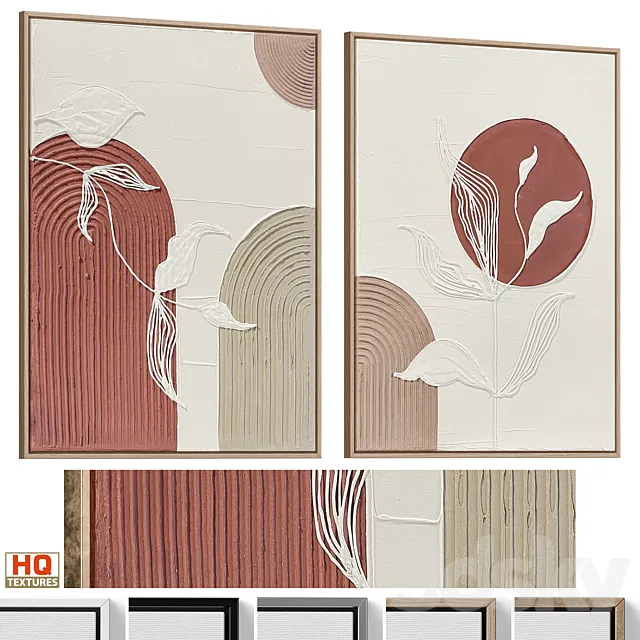 Wabi-Sabi Relief Plaster Wall Art C-916 3D Model