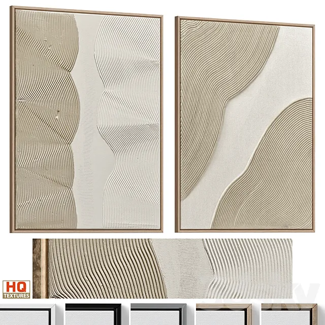 Wabi-Sabi Relief Plaster Wall Art C-917 3D Model