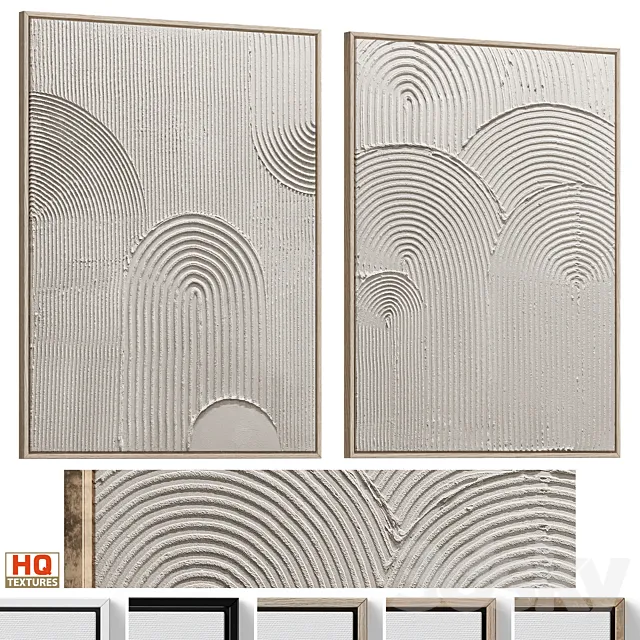 Wabi-Sabi Relief Plaster Wall Art C-975 3D Model