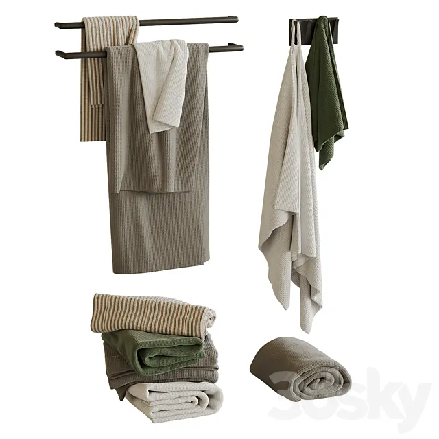 Waffle towels 2 3D Model Waffle towels 2 3D Model