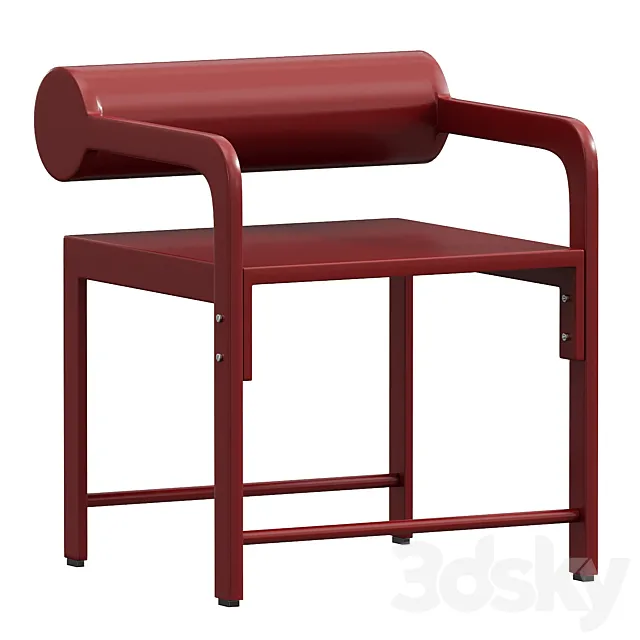 Waka Waka Contemporary Pompeii Red Lacquered Cylinder Back Accent Armchair 3DModel