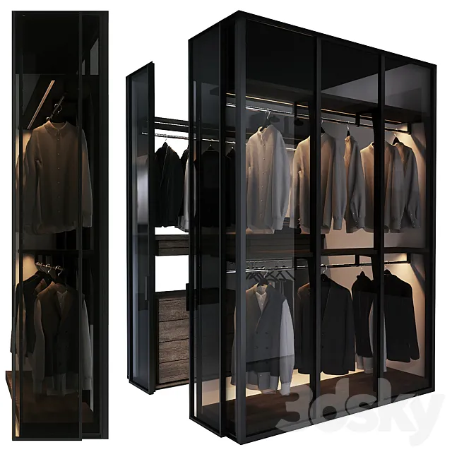 Walk in corner wardrobe 3D Model