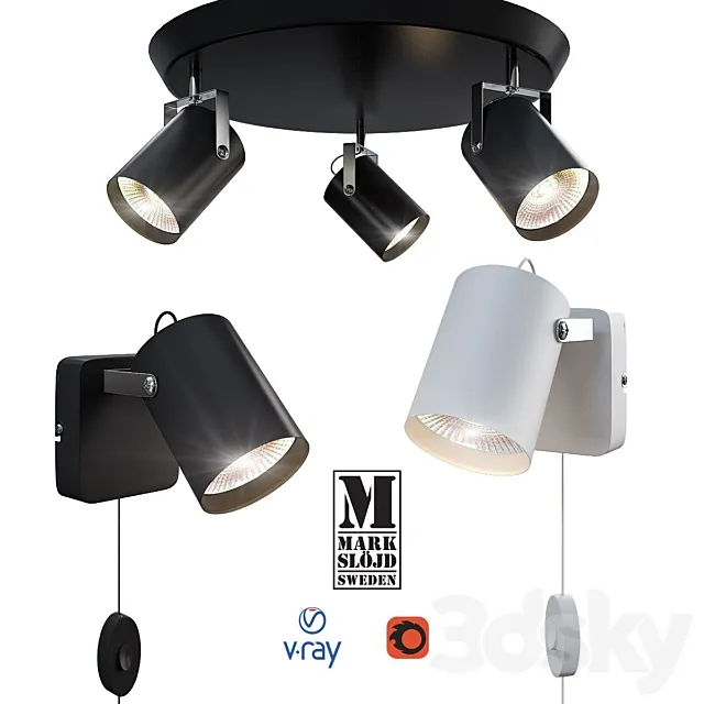 Wall and ceiling light from MARKSLÖJD. Sweden. model KEY. 3DModel