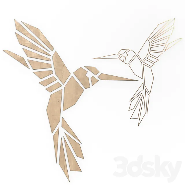 Wall Art Geometric Hummingbird 3D Model Wall Art Geometric Hummingbird 3D Model