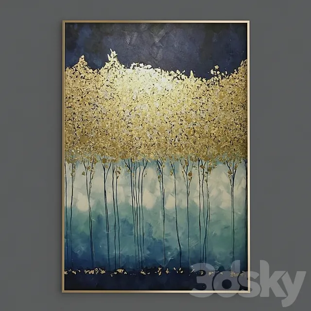 Wall Art Gold Painting 3D Model Wall Art Gold Painting 3D Model