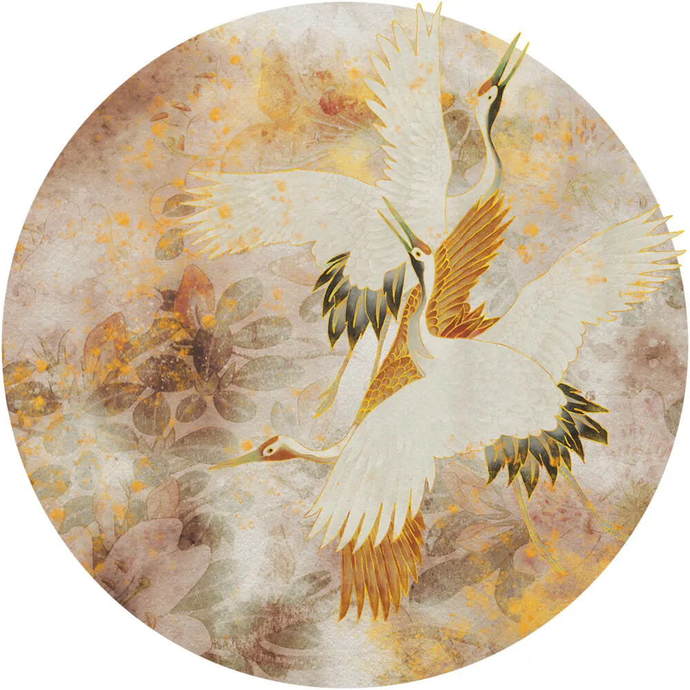 Wall Art – Wallpaper Beige Tsuru round 3D Model Wall Art – Wallpaper Beige Tsuru round 3D Model