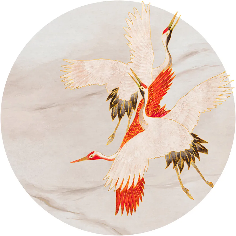 Wall Art – Wallpaper Creamy Tsuru round 3D Model Wall Art – Wallpaper Creamy Tsuru round 3D Model