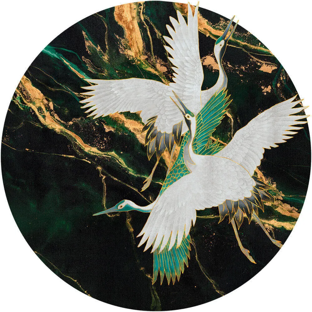 Wall Art – Wallpaper Emerald Tsuru round 3D Model Wall Art – Wallpaper Emerald Tsuru round 3D Model