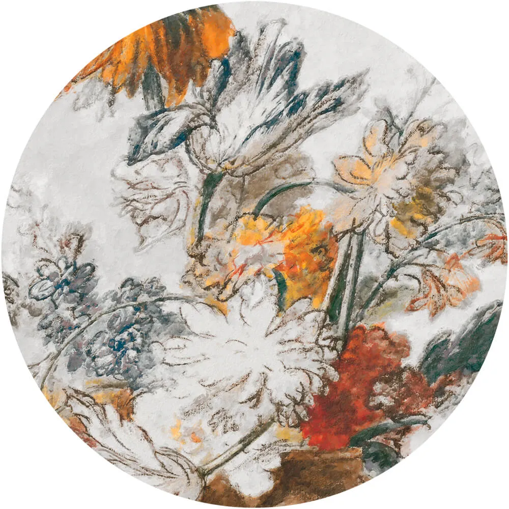 Wall Art – Wallpaper Grey Classic Flower round 3D Model