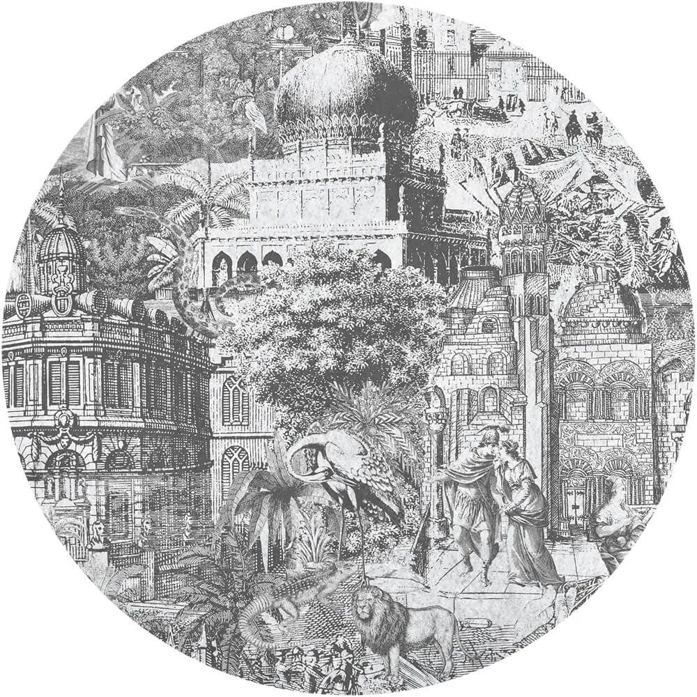 Wall Art – Wallpaper Gulliver Grey round 3D Model