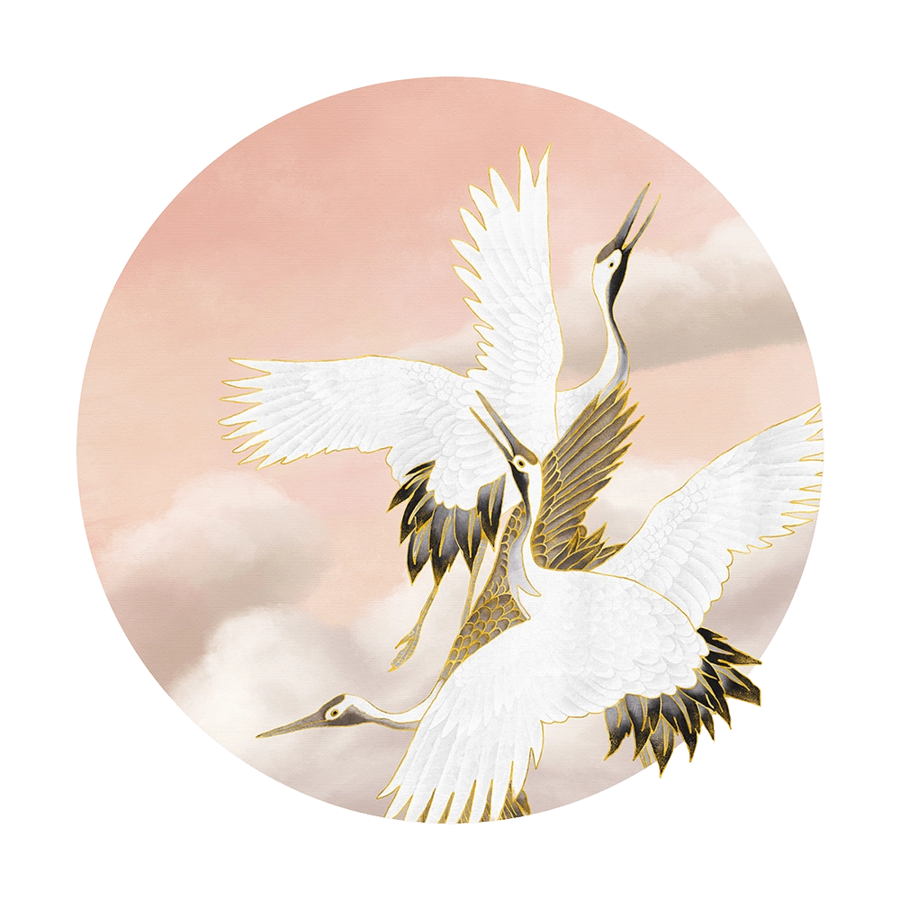 Wall Art – Wallpaper Taupe Tsuru round 3D Model