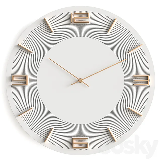 Wall clock KARE Leonardo White _ Gold 3D Model Wall clock KARE Leonardo White _ Gold 3D Model