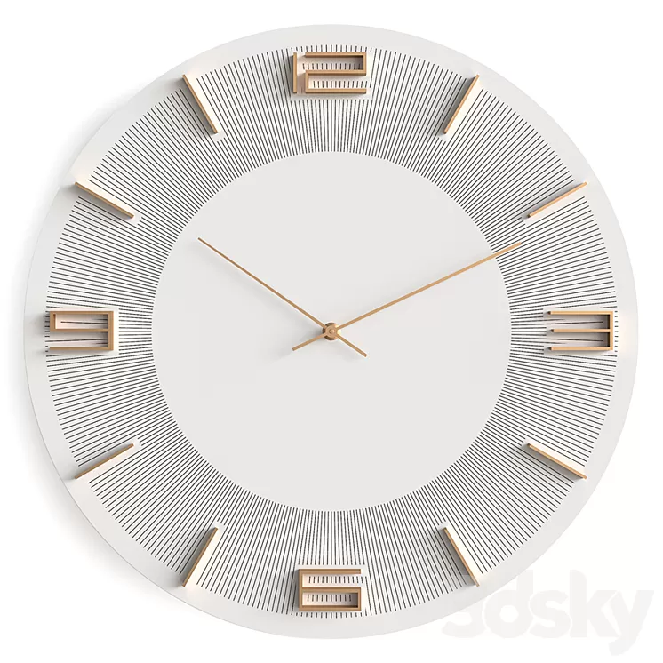 Wall clock KARE Leonardo White-Gold 3D Model Free Download