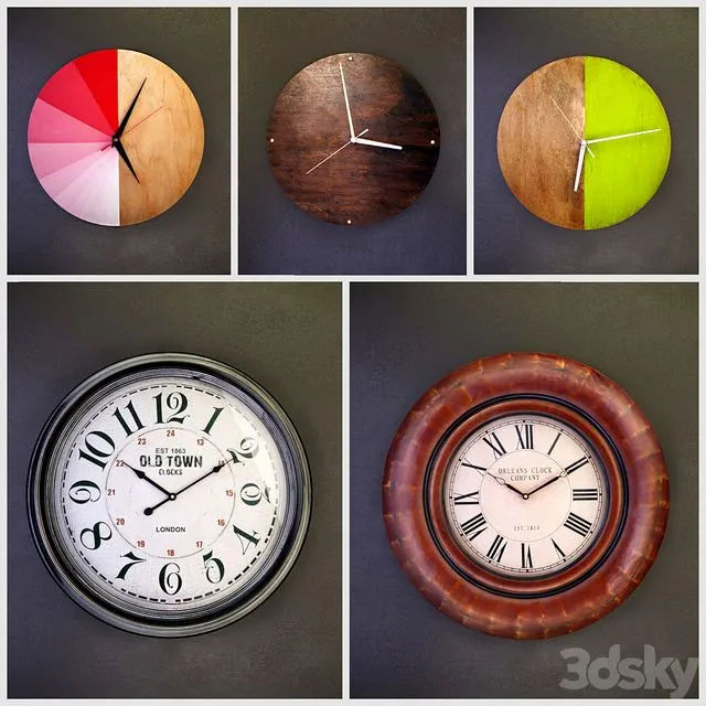 Wall clocks (collection number 5) 3D Model Wall clocks (collection number 5) 3D Model