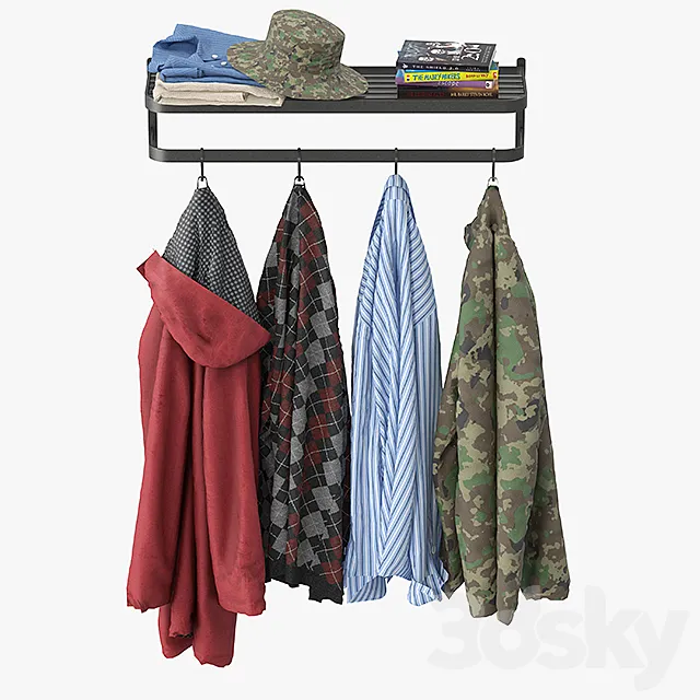 Wall coat rack 3D Model