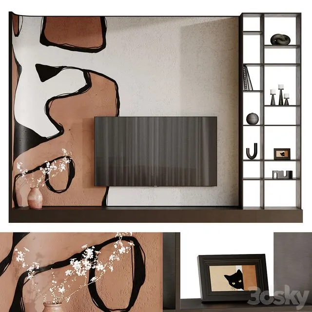 Wall composition. TV zone set 3D Model