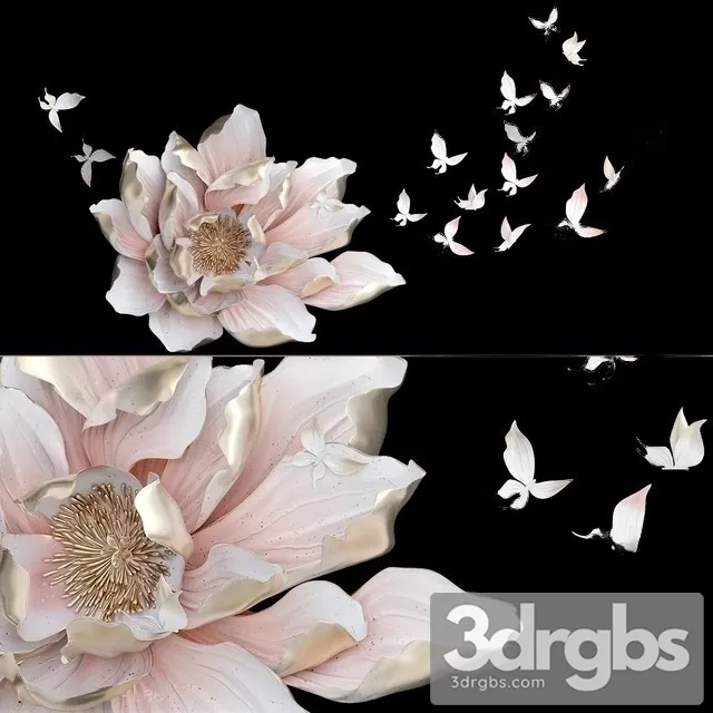 Wall Decor Flower Butterfly 3D Model Download