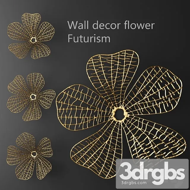Wall decor flower futurism luxury golden decor wall metal luxury abstraction flower picture art 3D Model Download