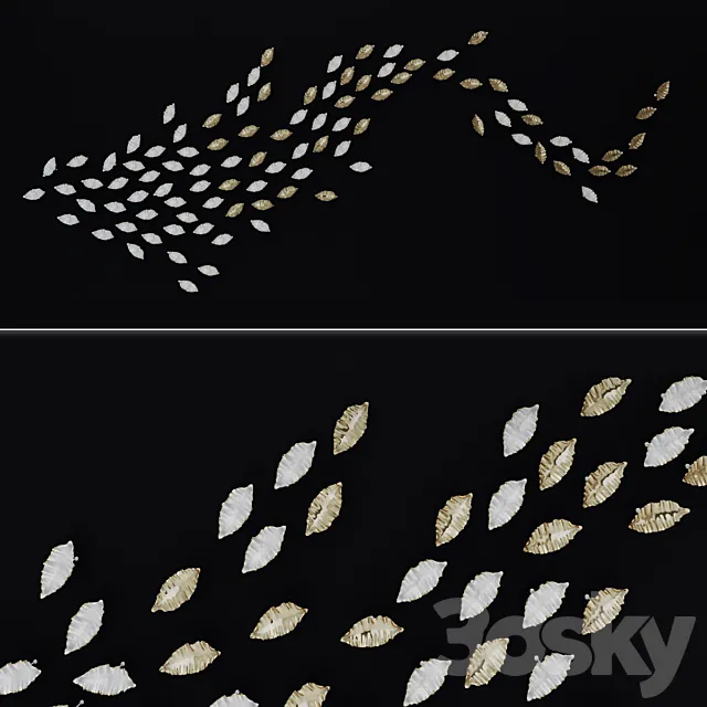 Wall decor golden leaves 3D Model Wall decor golden leaves 3D Model