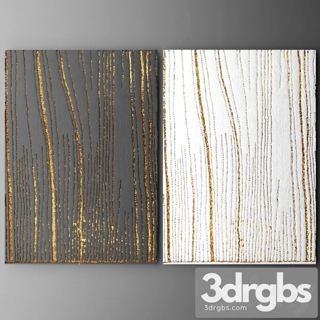 Wall Decor Picture Gold Lux ​​Lukhuri Decor Art Contemporary Art Abstraction 3 3D Model Download