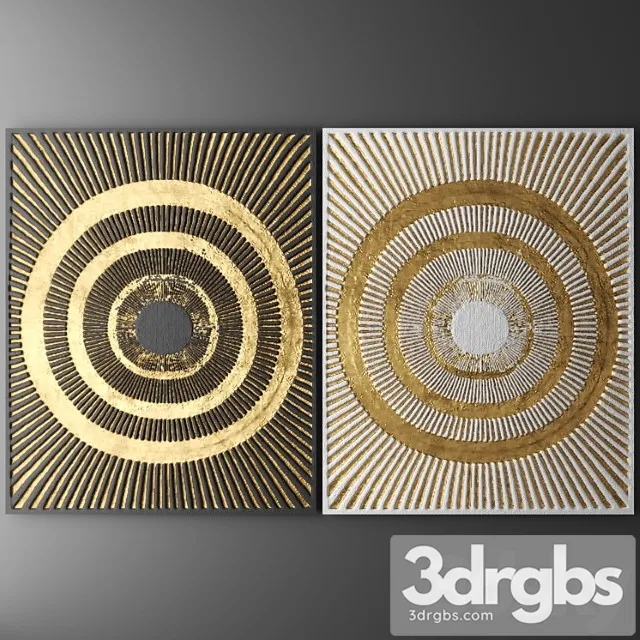 Wall Decor Picture Gold Lux ​​Lukhuri Decor Art Contemporary Art Abstraction Circles Sun 3D Model Download