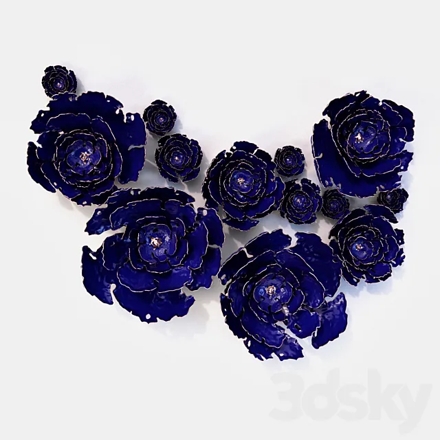 Wall decoration. ceramic peony flowers 3DModel Wall decoration. ceramic peony flowers 3DModel